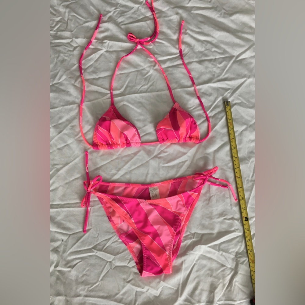 90’s Beautiful Multicolored Pink String Bikini Set - image 1